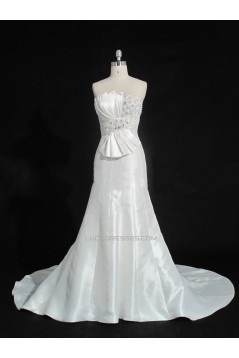 Trumpet/Mermaid Strapless Beaded Bowknot Bridal Gown Wedding Dress WD010471