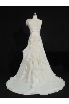 A-line Beaded One Shoulder Bridal Gown Wedding Dress WD010483