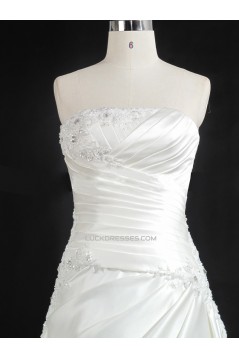 A-line Strapless Beaded Bridal Gown Wedding Dress WD010485