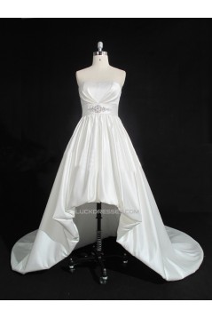 High Low Strapless Beaded Bridal Gown Wedding Dress WD010486