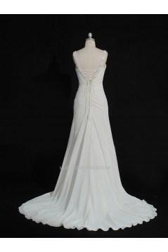 Sheath/Column Beaded Chiffon Bridal Gown Wedding Dress WD010490