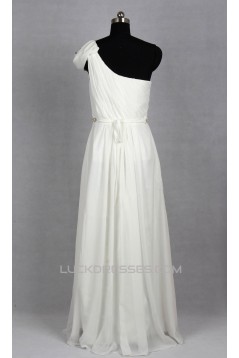 Sheath/Column Beaded One Shoulder Chiffon Bridal Gown Wedding Dress WD010493