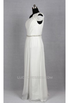 Sheath/Column Beaded One Shoulder Chiffon Bridal Gown Wedding Dress WD010493