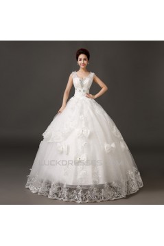Ball Gown Beaded Bowknot Lace Bridal Wedding Dresses WD010507