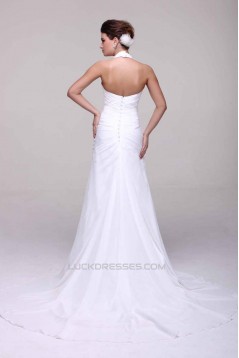 Sheath/Column Halter Beaded Chiffon Bridal Wedding Dresses WD010521