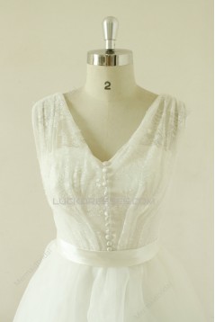 A-line V-neck Short Lace Bridal Wedding Dresses WD010522