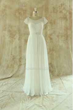 Sheath/Column Beaded Short Sleeves Bridal Wedding Dresses WD010529