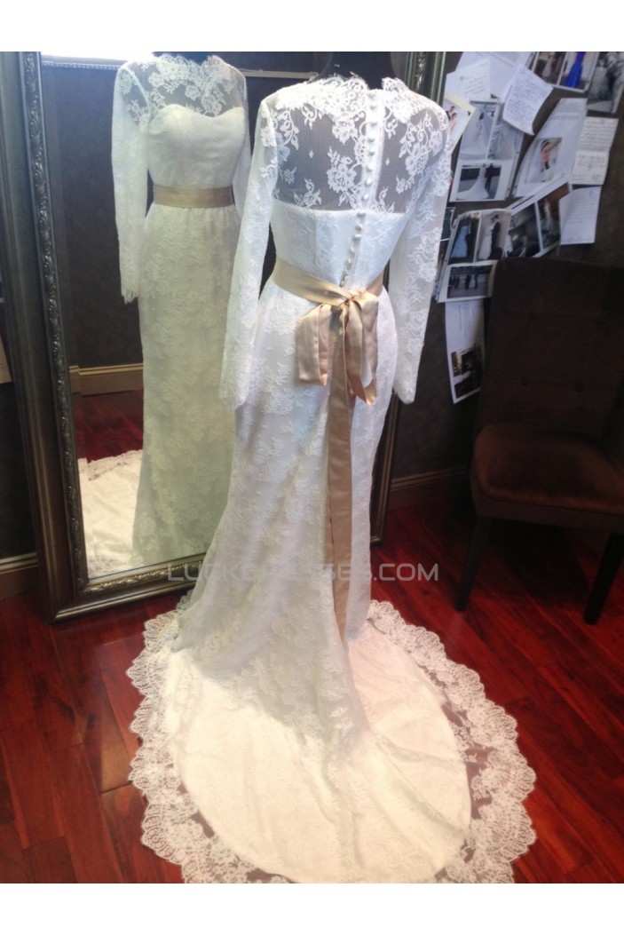 Trumpet/Mermaid Long Sleeves Lace Bridal Wedding Dresses WD010542