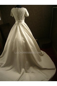Ball Gown Short Sleeves Lace Bridal Wedding Dresses WD010543