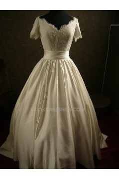Ball Gown Short Sleeves Lace Bridal Wedding Dresses WD010543