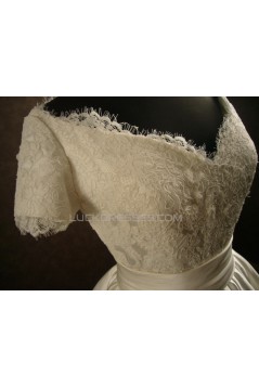 Ball Gown Short Sleeves Lace Bridal Wedding Dresses WD010543