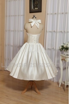A-line Short Halter Bowknot Bridal Wedding Dresses WD010546