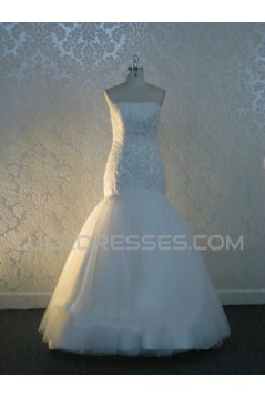 Trumpet/Mermaid Strapless Lace Bridal Wedding Dresses WD010548