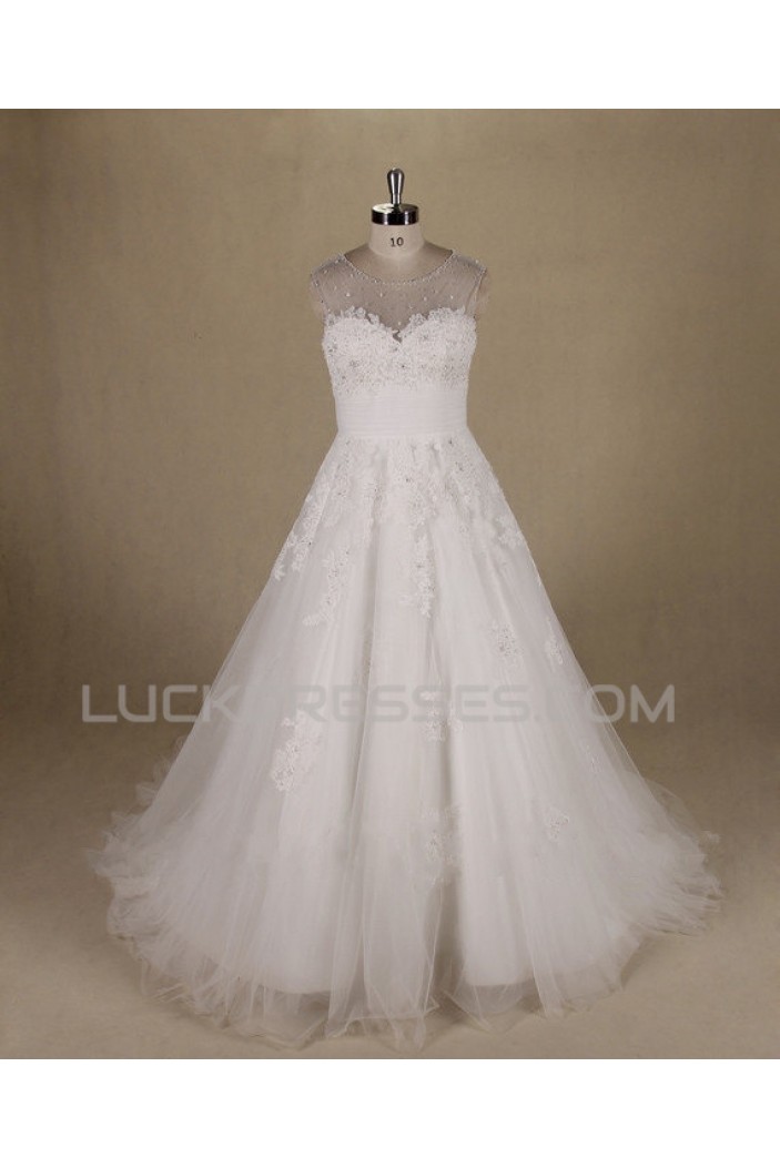 A-line Beaded Lace Bridal Wedding Dresses WD010550