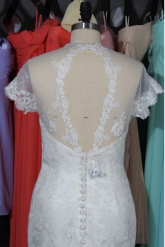 Trumpet/Mermaid V-neck Short Sleeves Lace Bridal Wedding Dresses WD010571