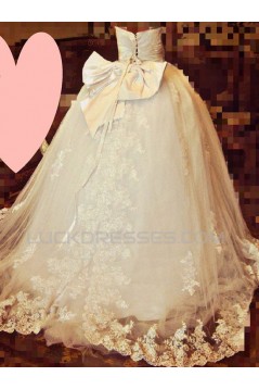 Ball Gown Strapless Bowknot Lace Bridal Wedding Dresses WD010574