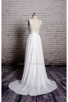 A-line Straps Lace and Chiffon Bridal Wedding Dresses WD010631