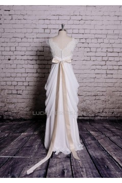 Sheath/Column V-neck Lace Bridal Wedding Dresses WD010657