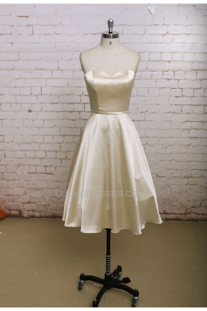A-line Sweetheart Short Satin Bridal Wedding Dresses WD010663