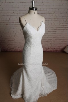 Trumpet/Mermaid Spaghetti Strap Lace Bridal Wedding Dresses WD010684
