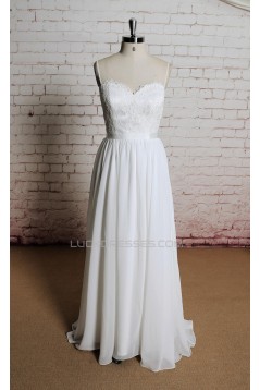 A-line Sweetheart Spaghetti Strap Lace and Chiffon Bridal Gown Wedding Dress WD010707