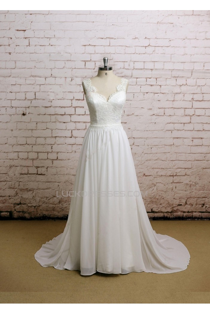 A-line Lace and Chffon Bridal Gown Wedding Dress WD010742