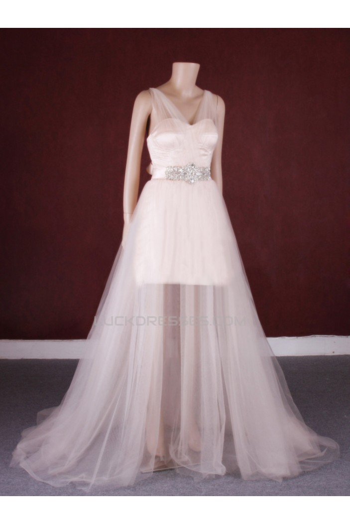A-line Beaded Tulle Bridal Gown Wedding Dress WD010760