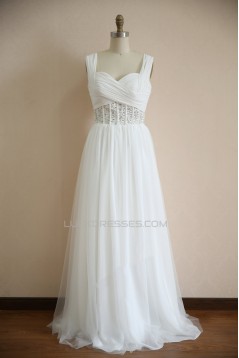 A-line Straps Beaded Bridal Wedding Dresses WD010802