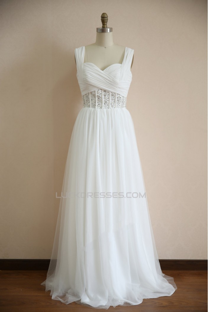 A-line Straps Beaded Bridal Wedding Dresses WD010802
