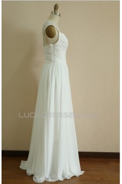 A-line Straps Beaded Chiffon Bridal Wedding Dresses WD010803