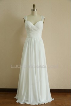 A-line Straps Beaded Chiffon Bridal Wedding Dresses WD010803