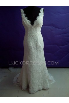Trumpet/Mermaid V-neck Lace Bridal Wedding Dresses WD010816