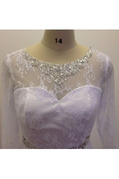 A-line 3/4 Sleeves Beaded Lace Bridal Wedding Dresses WD010830