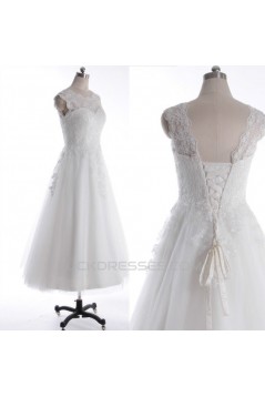 A-line Short Lace Appliques Bridal Wedding Dresses WD010834