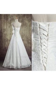 A-line Strapless Lace Bridal Wedding Dresses WD010838