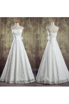 A-line Strapless Lace Bridal Wedding Dresses WD010838