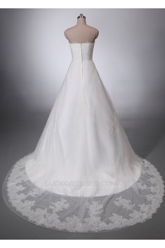 A-line Strapless Lace Bridal Wedding Dresses WD010843