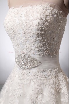 A-line Strapless Beaded Lace Bridal Wedding Dresses WD010846