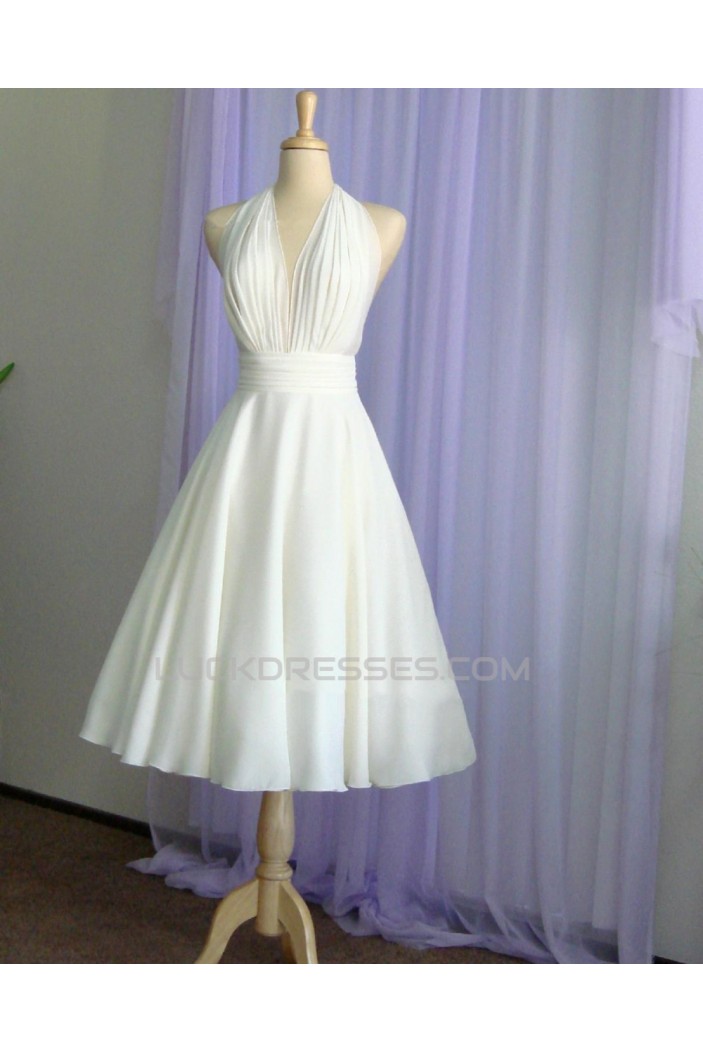 A-line Halter Short Bridal Wedding Dresses WD010850