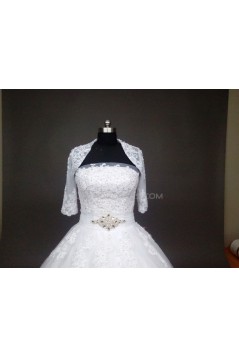 Ball Gown Strapless Beaded Lace Bridal Wedding Dresses with A Jacket WD010858