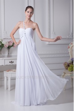 Empire One-Shoulder Sleeveless Beaded Chiffon Wedding Dresses Maternity Wedding Dresses 2030012
