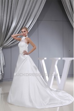 A-Line Sleeveless High-Neck Sweet Wedding Dresses 2030013
