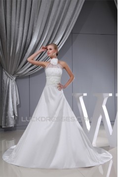 A-Line Sleeveless High-Neck Sweet Wedding Dresses 2030013