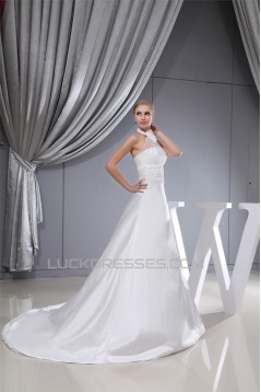A-Line Sleeveless High-Neck Sweet Wedding Dresses 2030013