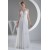 Sheath/Column Beaded Applique Chiffon One-Shoulder Sweep Train Wedding Dresses 2030016