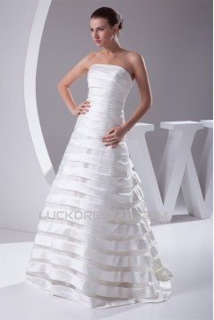 A-Line Satin Organza Sleeveless Strapless Sweet Wedding Dresses 2030019