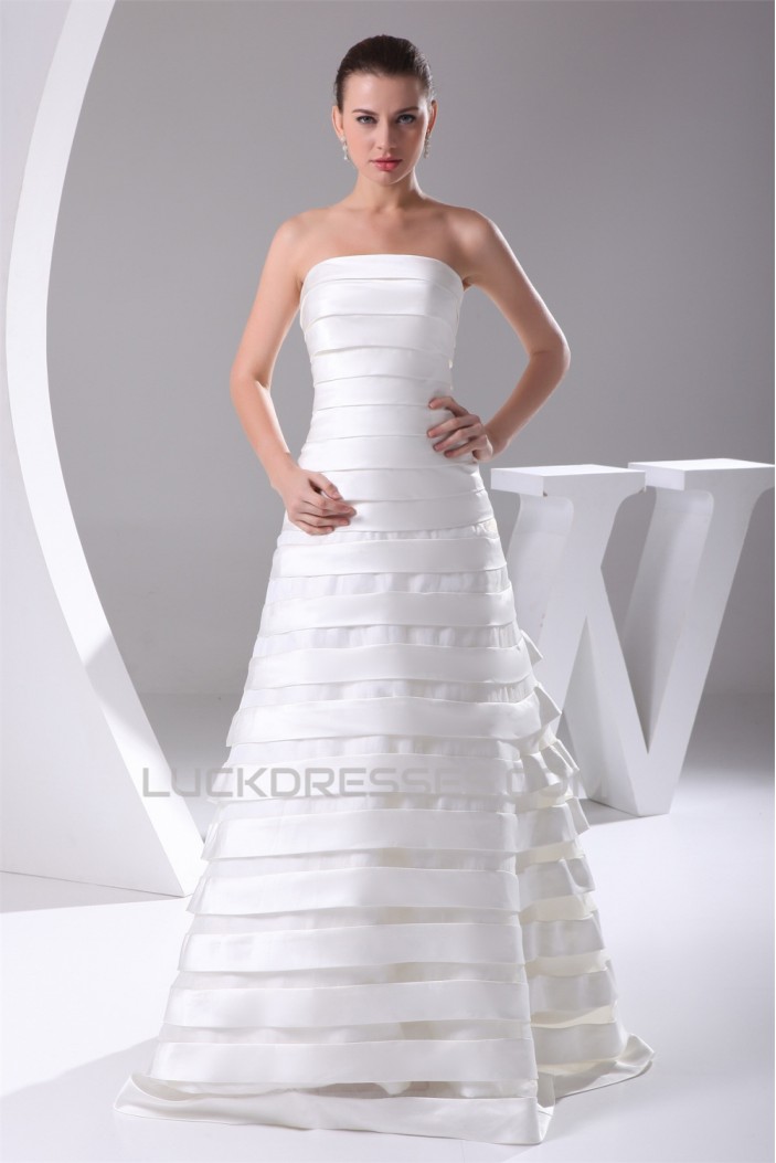 A-Line Satin Organza Sleeveless Strapless Sweet Wedding Dresses 2030019