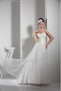 A-Line Sweetheart Beaded Court Train Wedding Dresses 2030020