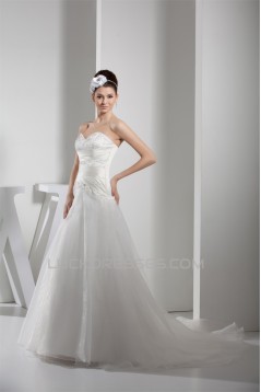 A-Line Sweetheart Beaded Court Train Wedding Dresses 2030020