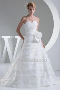 A-Line Satin Organza Sweetheart Sleeveless Best Wedding Dresses 2030021